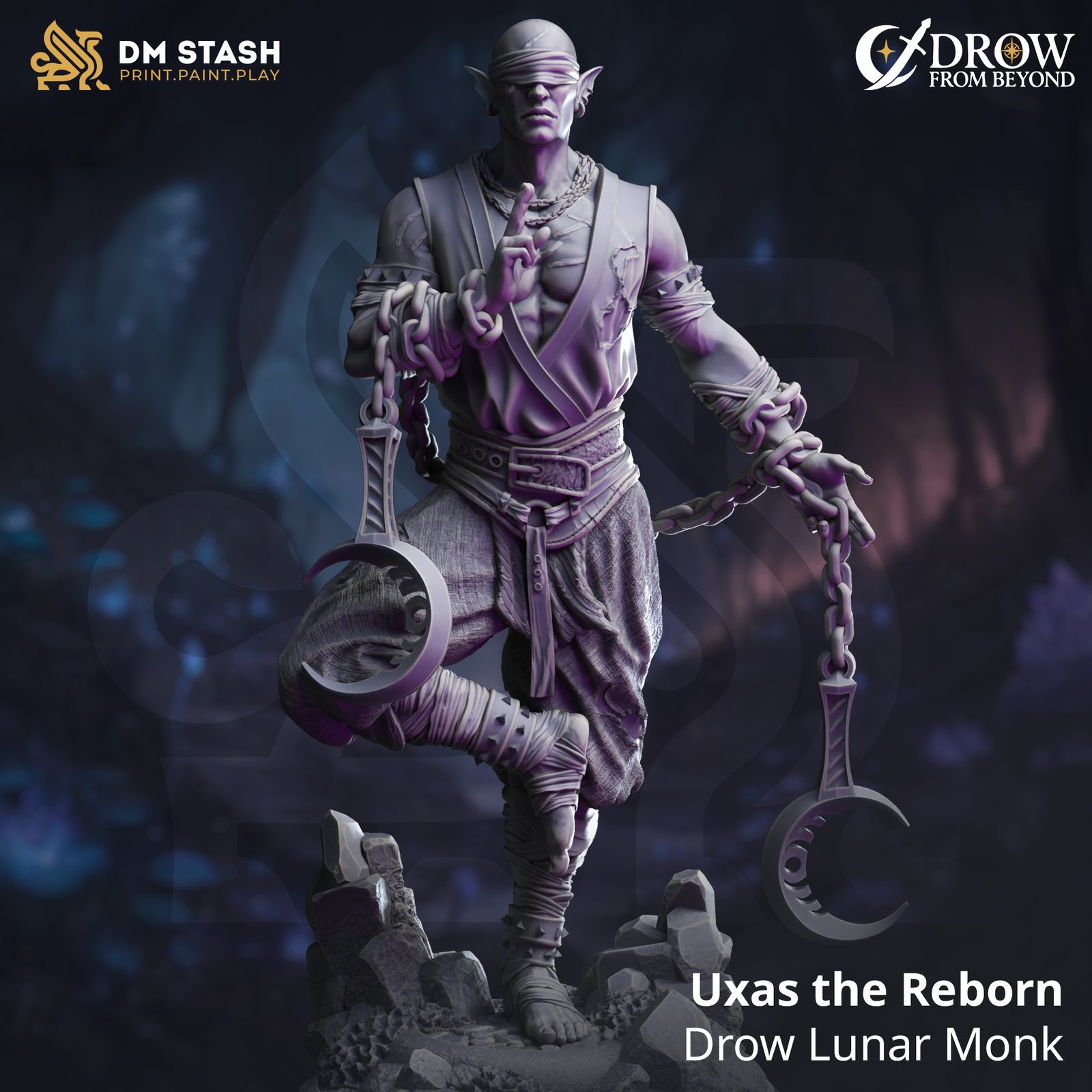 Uxas the Reborn - Drow Lunar Monk