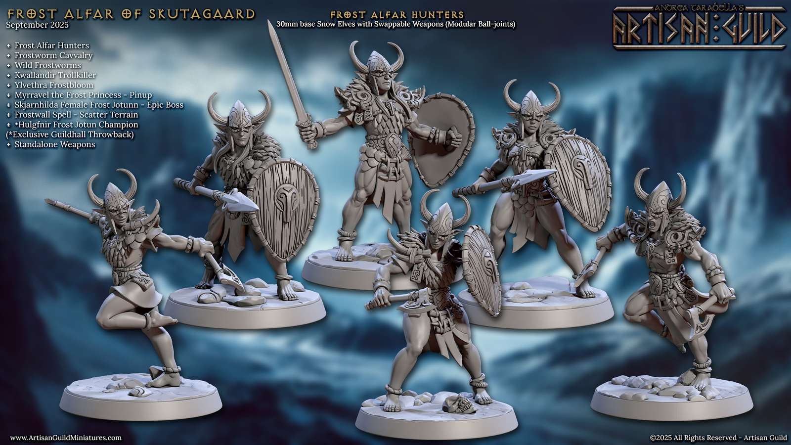 Frost Alfar Hunters en armure et bouclier